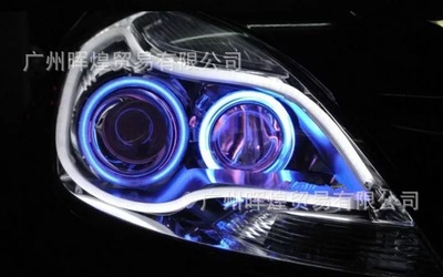 外贸热销汽车LED泪眼灯导光条白黄双色软灯条60cm日行灯带转向