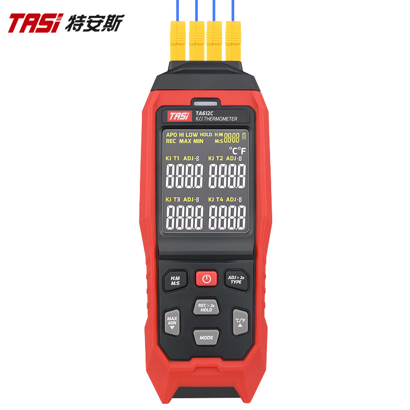 特安斯温度计TA612C 四通道接触式温度表 K型热电偶探头测温仪