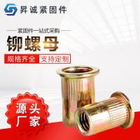 厂家批发 拉铆螺母M3-M12 铆螺母 平头竖纹铆螺母 滚花拉母彩锌